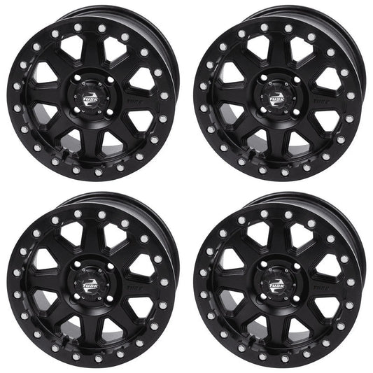 (4 Pack) 4/137 Tusk Uinta Beadlock Wheel 15X7 5.0 + 2.0 Matte Black For Can-Am Defender Hd10 Pro Dps 2020-2023